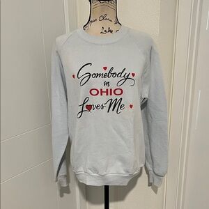 Vintage Somebody In Ohio Loves Me Graphic Gray Pullover Sweatshirt Casual